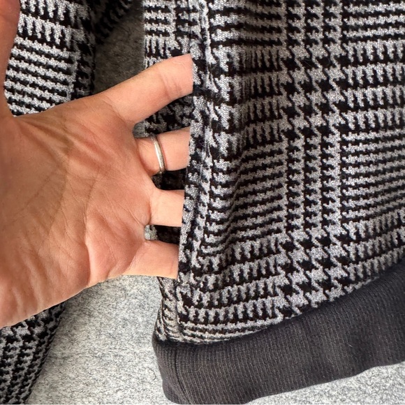 John Elliott Hoodie Black White Plaid Houndstooth Cropped Sweatshirt - Picture 6 of 12